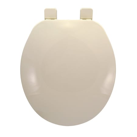 Jones Stephens Builder Grade Plastic Toilet Seat, Biscuit, Round Closed Front with Cover C101002